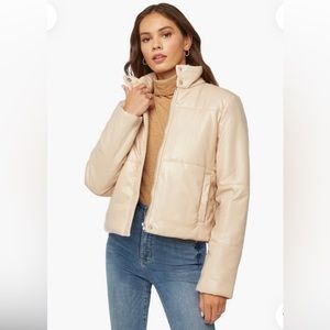 Faux Leather Puffer Jacket CREAM XL